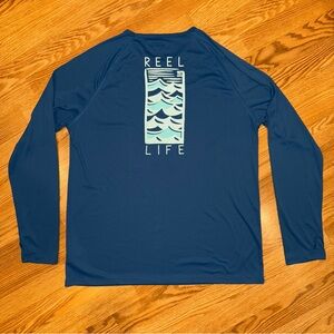 Reel‎ Life Men's Ocean Blue Long Sleeve Performance Shirt Sz XXL